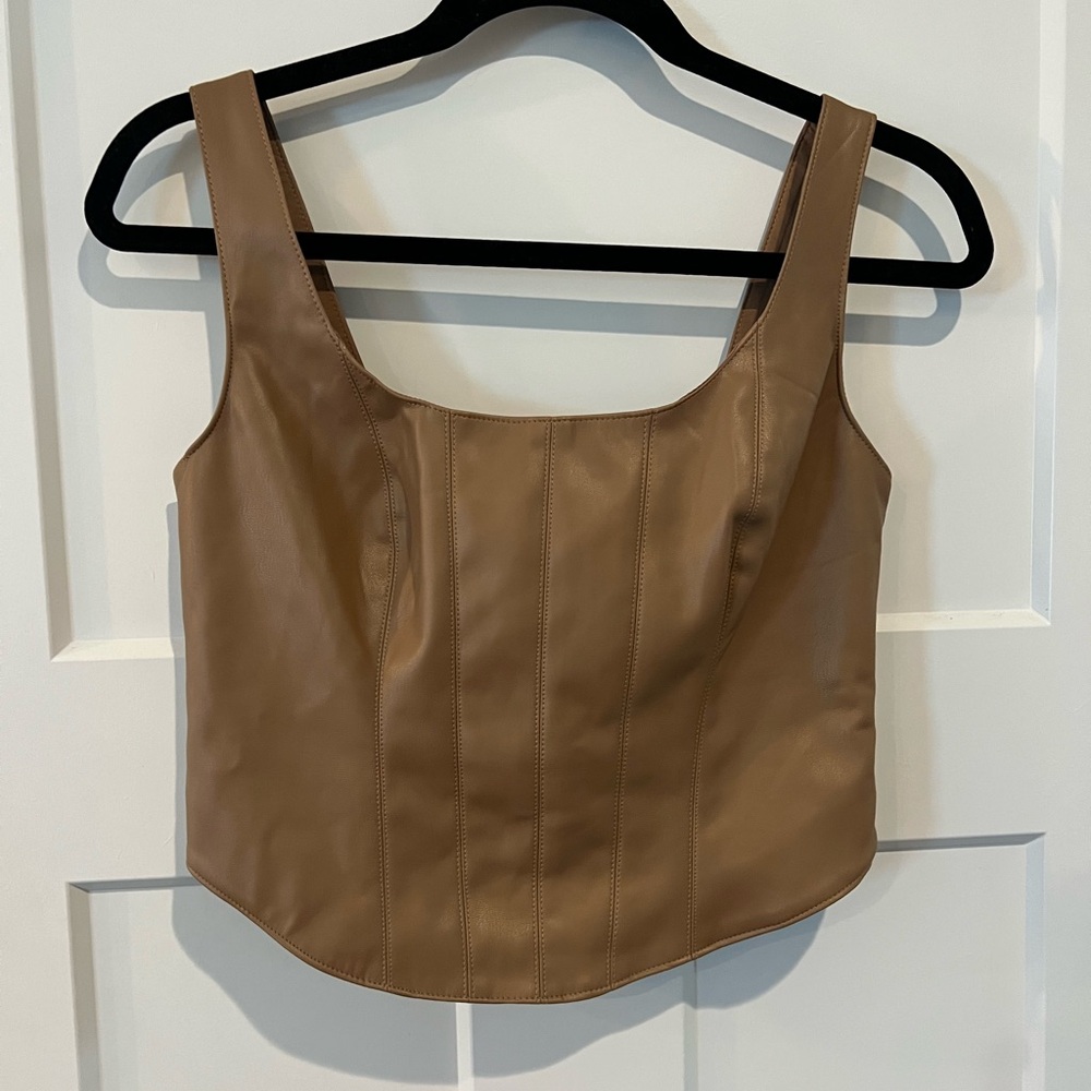 Abercrombie faux leather corset crop top